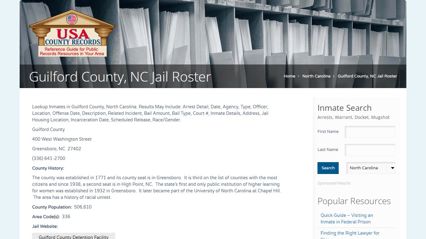 Guilford County, NC Jail Roster | Name Search