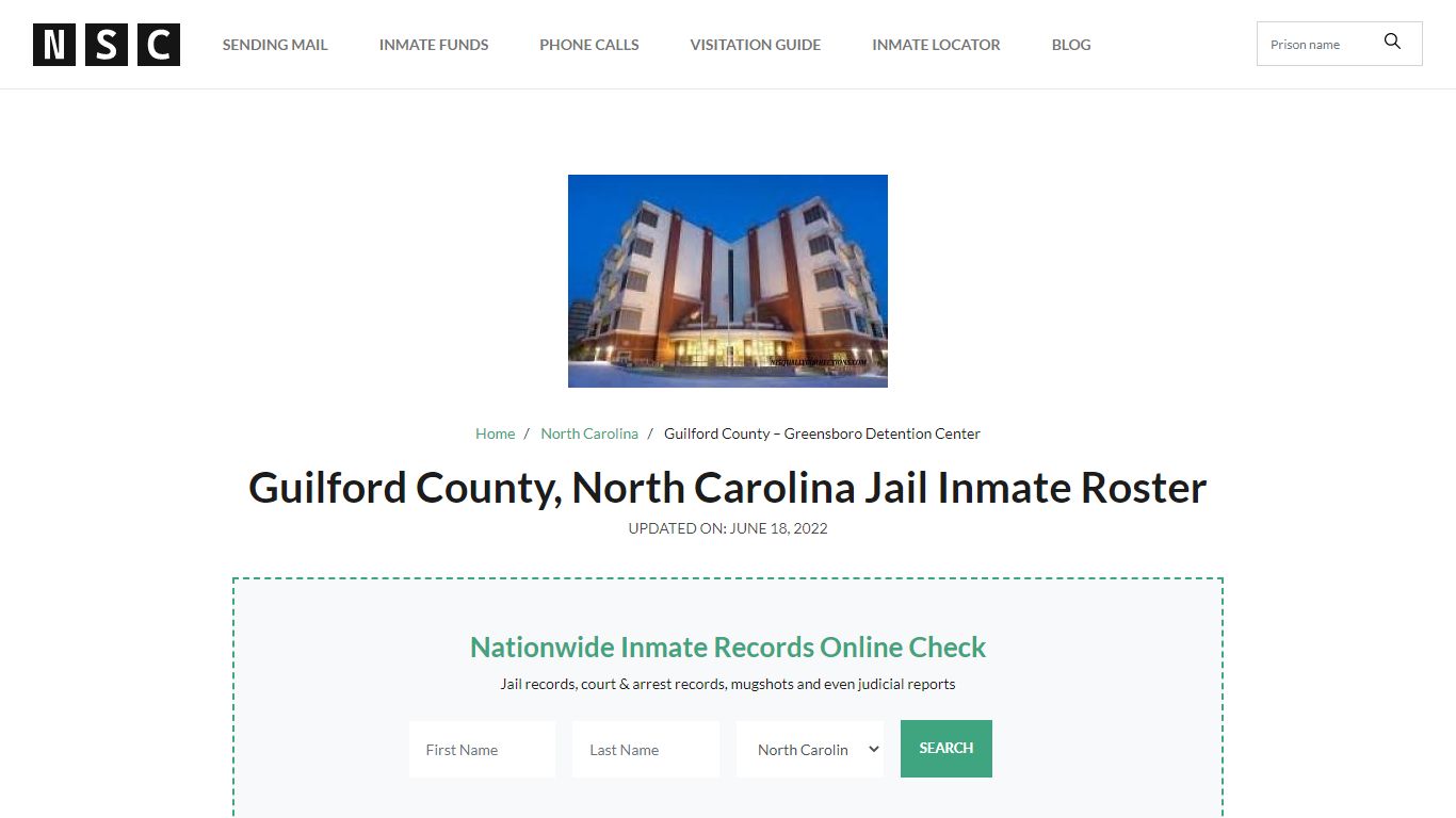 Guilford County, North Carolina Jail Inmate List